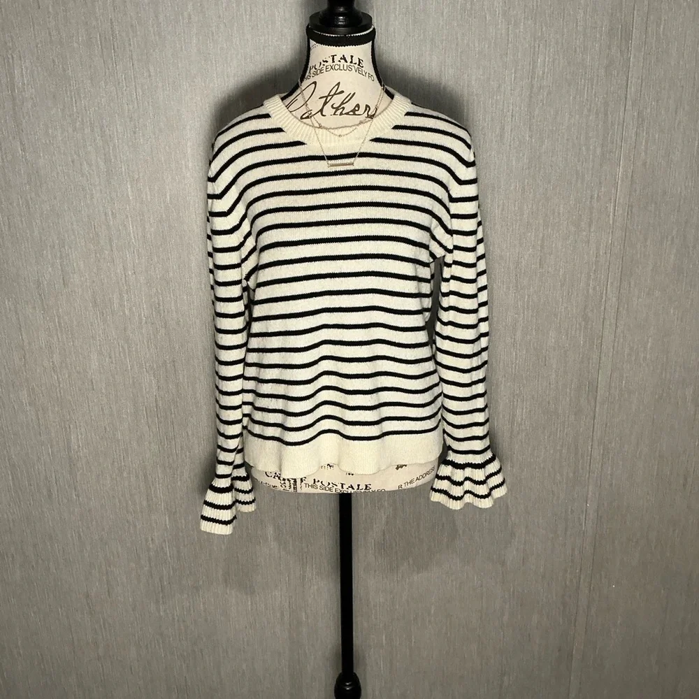 J. Crew Striped Black and White Women's Sweater Size Medium